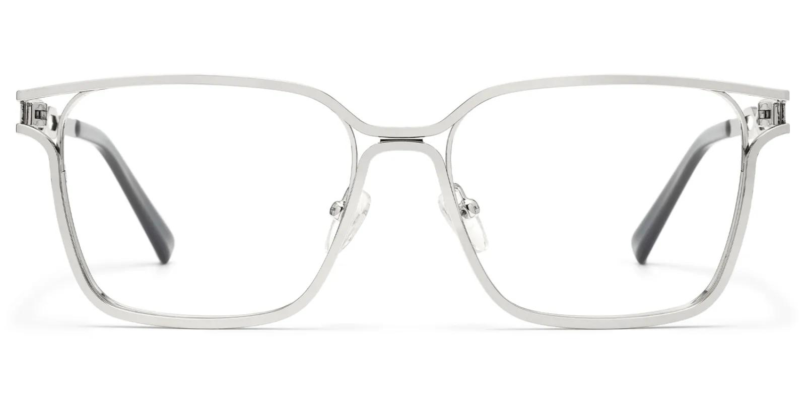 Frenzy - Rectangle Silver Eyeglasses made by Vooglam