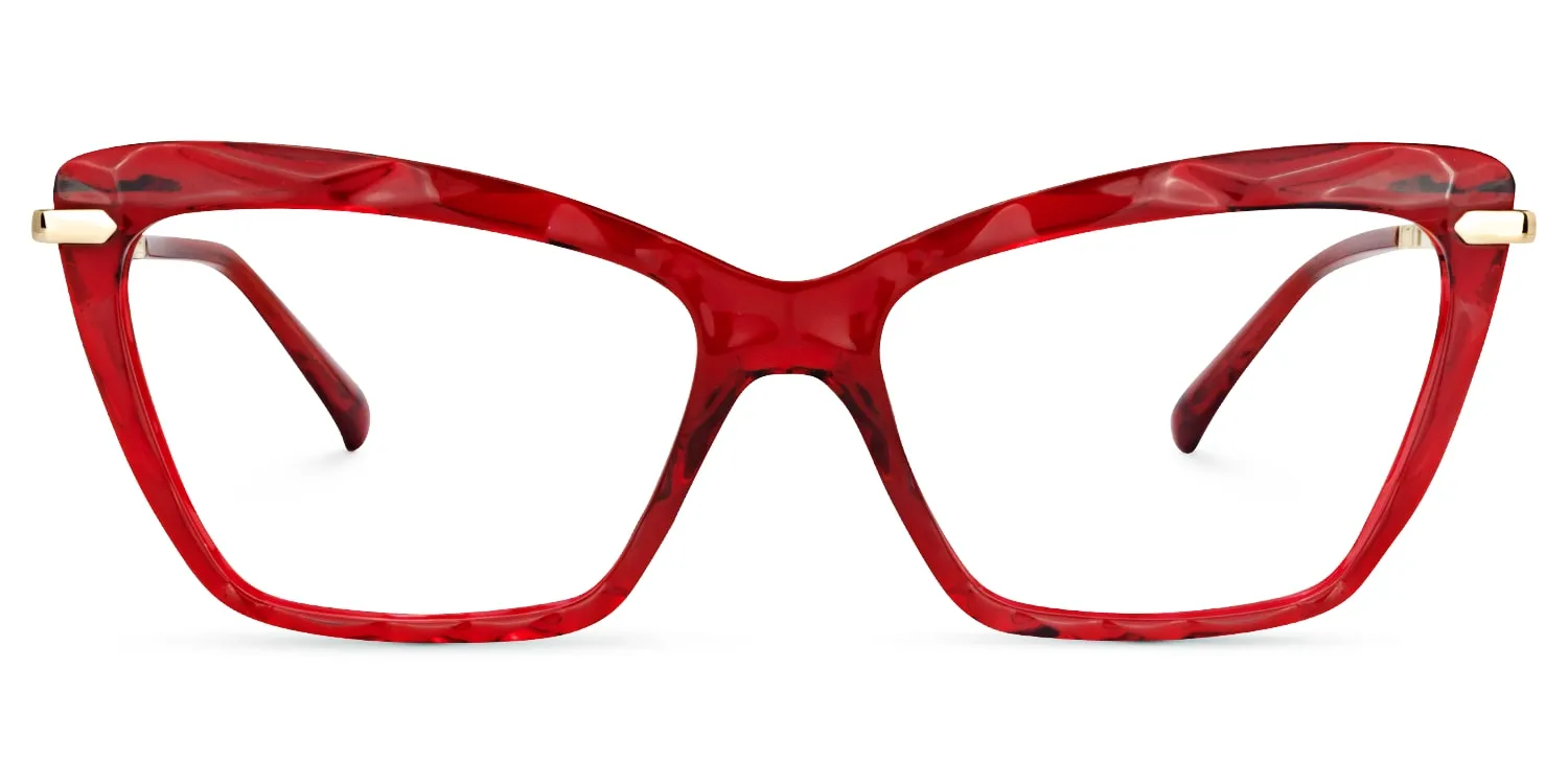 Annie - Bold Red Rectangle Frame Eyeglasses sold by Vooglam product image thumbnail 2