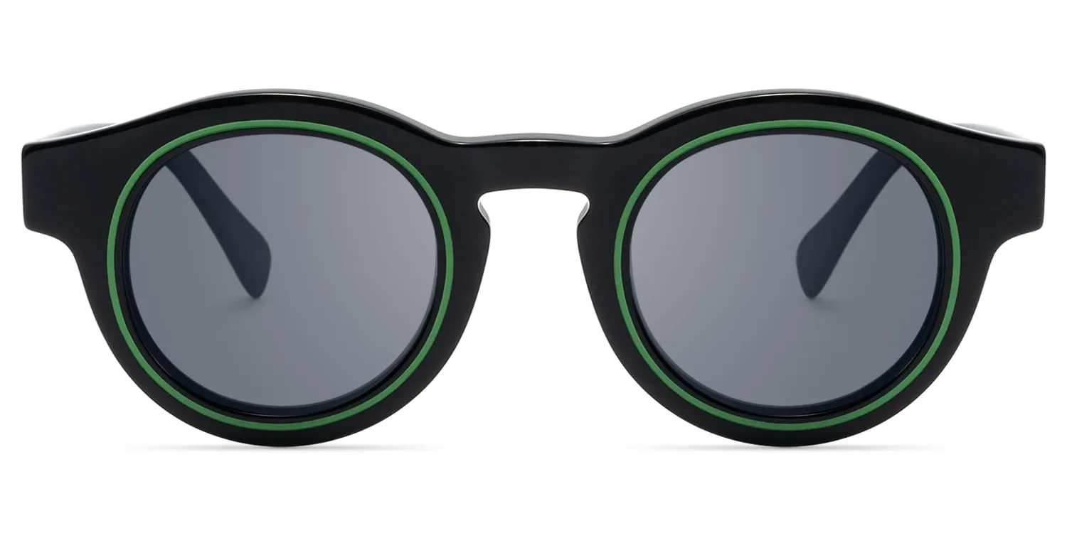 Pulse - Round Black Sunglasses sold by Vooglam