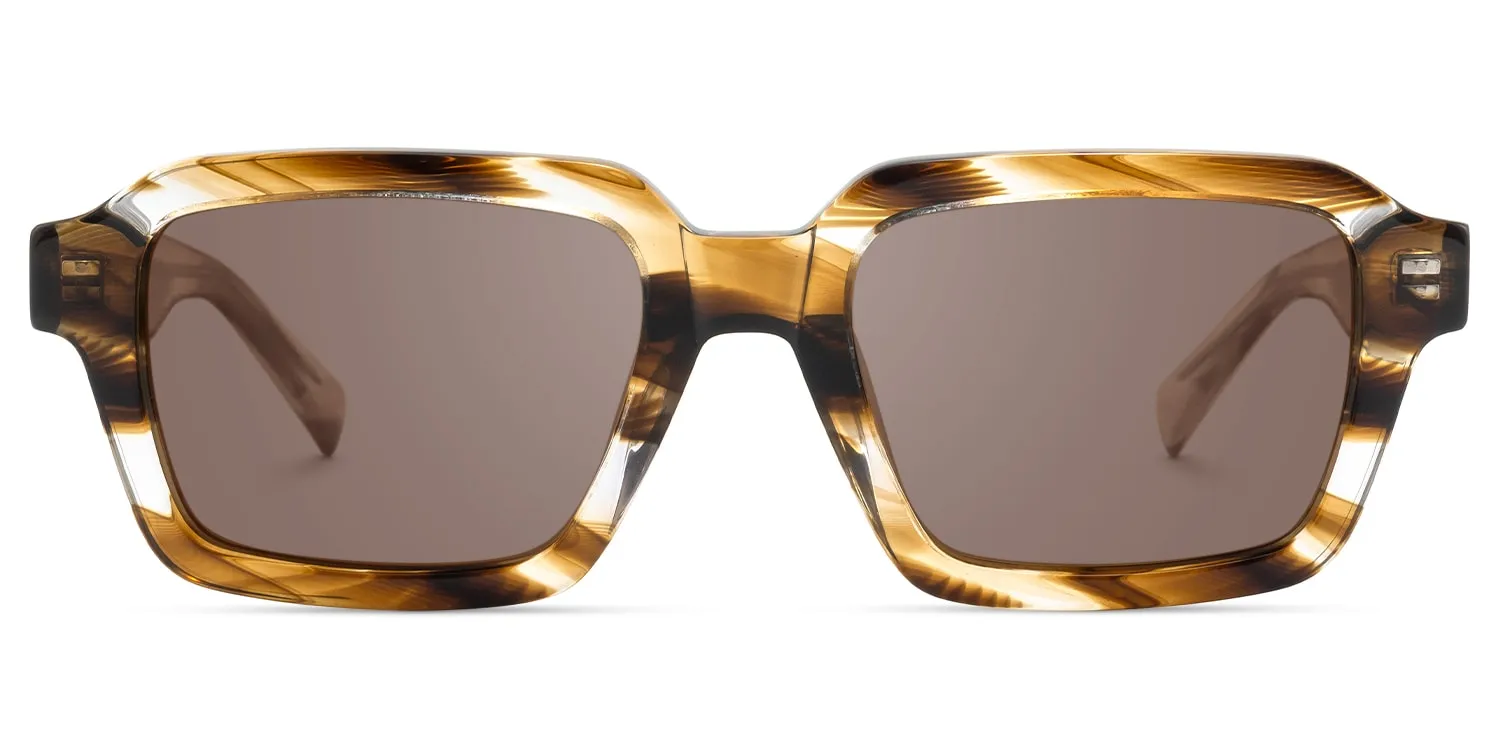 Jet - Rectangle Brown Sunglasses sold by Vooglam