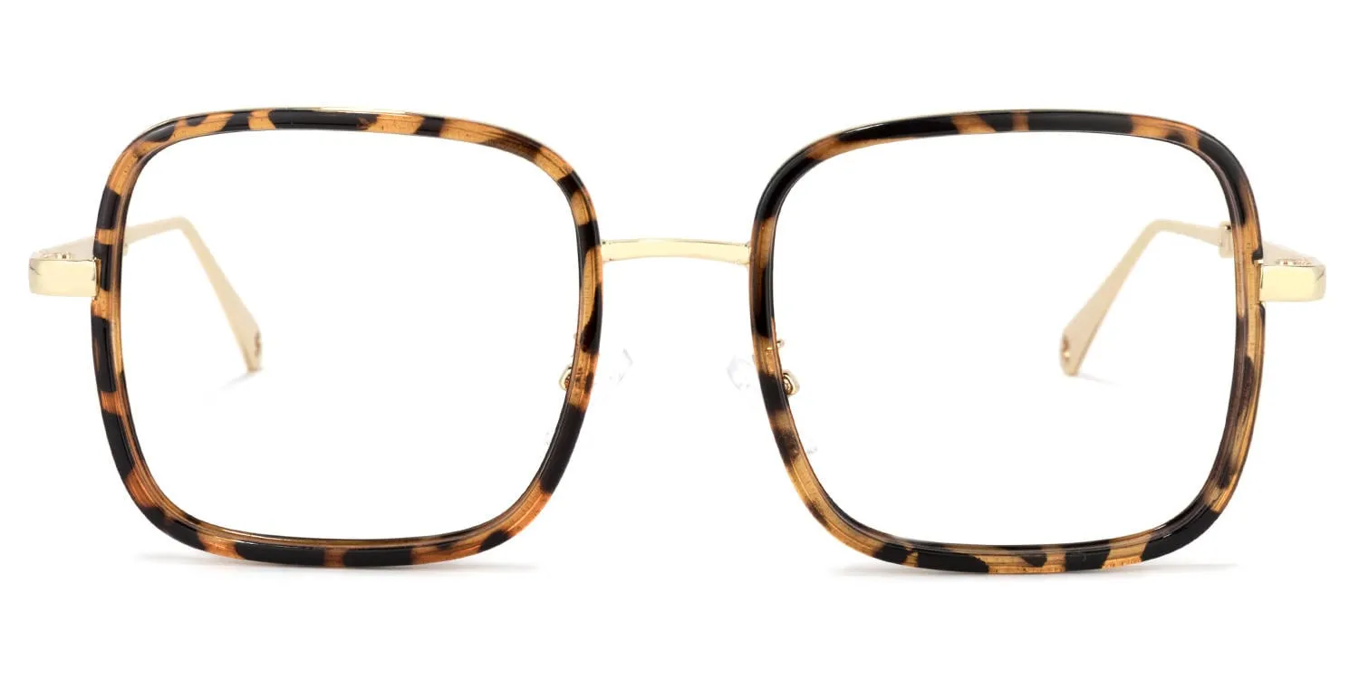 Jace - Retro Tortoise Shell Glasses Gold Temples sold by Vooglam