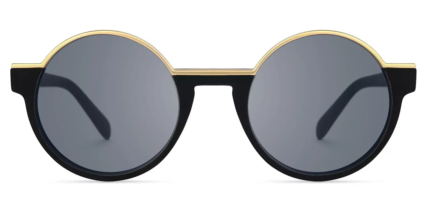 Latina - Retro Round Black & Gold Sunglasses sold by Vooglam