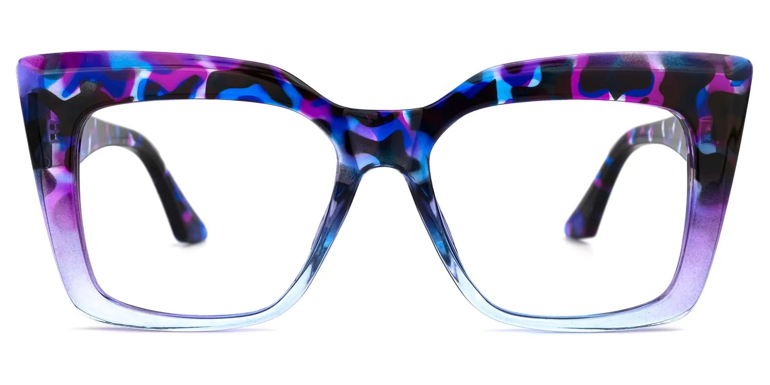 Reina - Bold Purple Ombre Floral Frame Eyeglasses sold by Vooglam