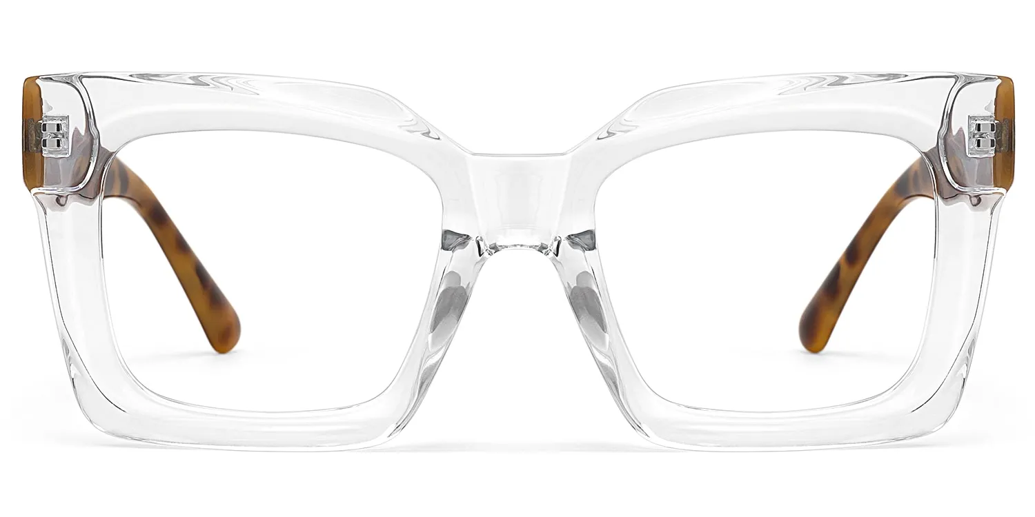 Pacheco - Clear Square Glasses Tortoiseshell Arms sold by Vooglam