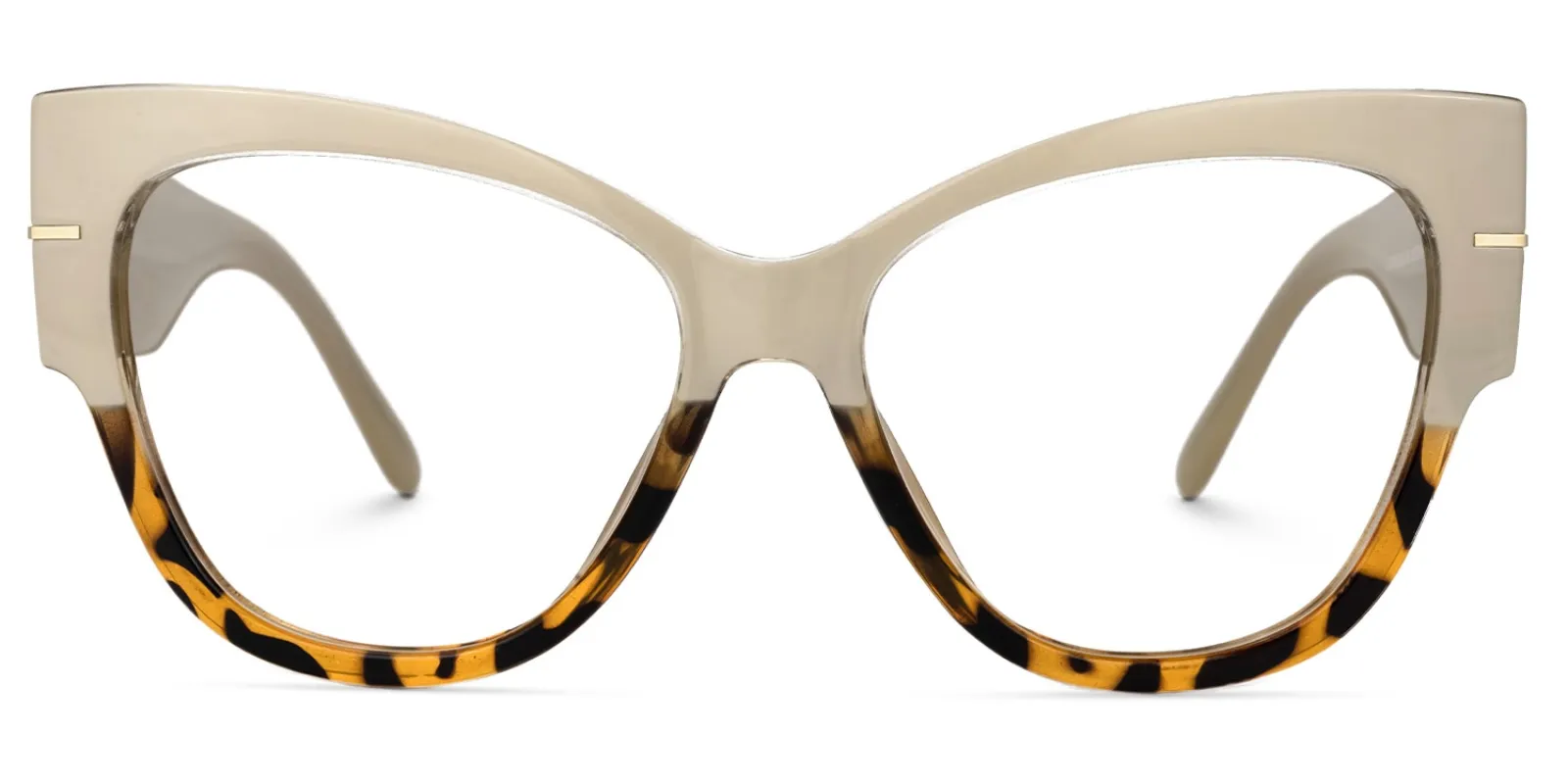 Elektra - Beige & Tortoise Two-Tone Cat Eye Glasses made by Vooglam