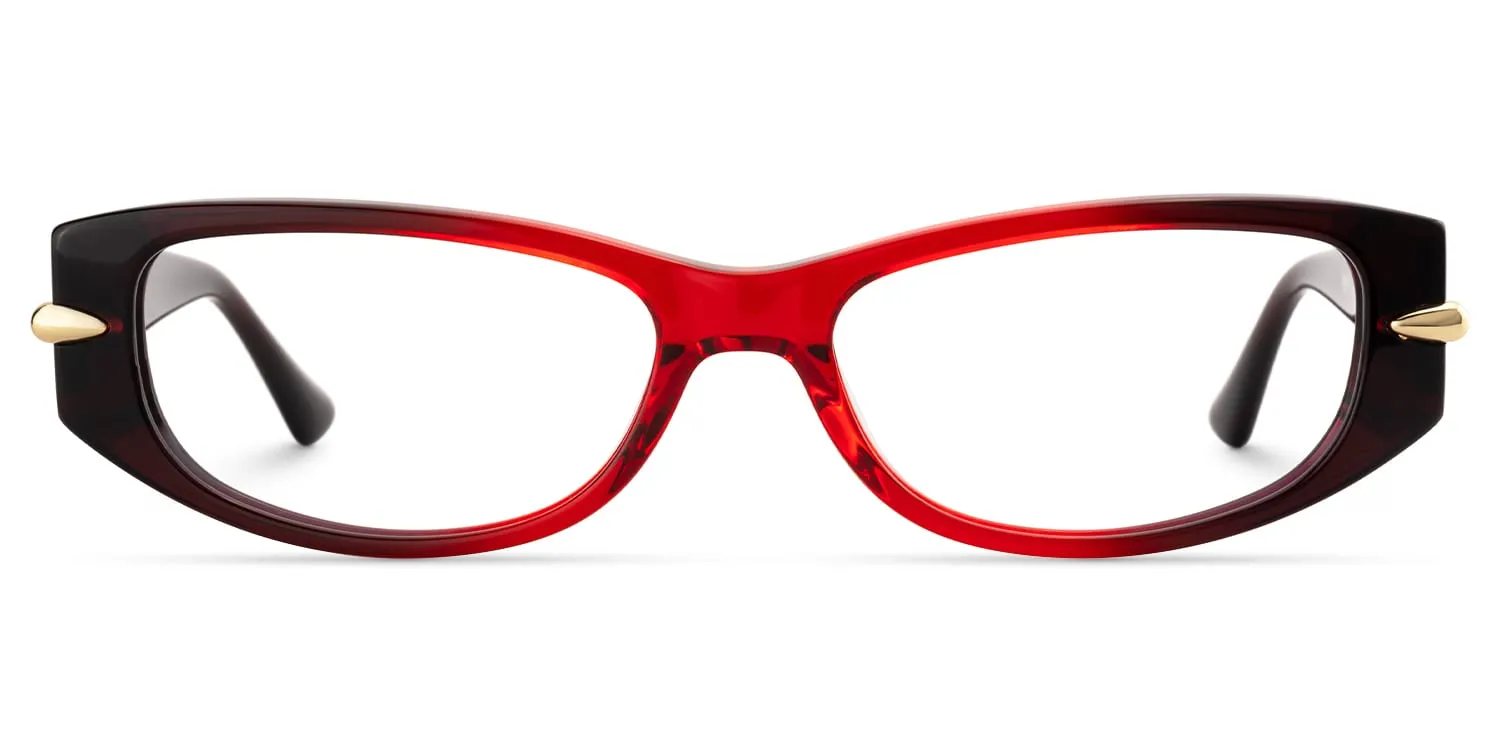 Erica - Rectangle Red Eyeglasses sold by Vooglam