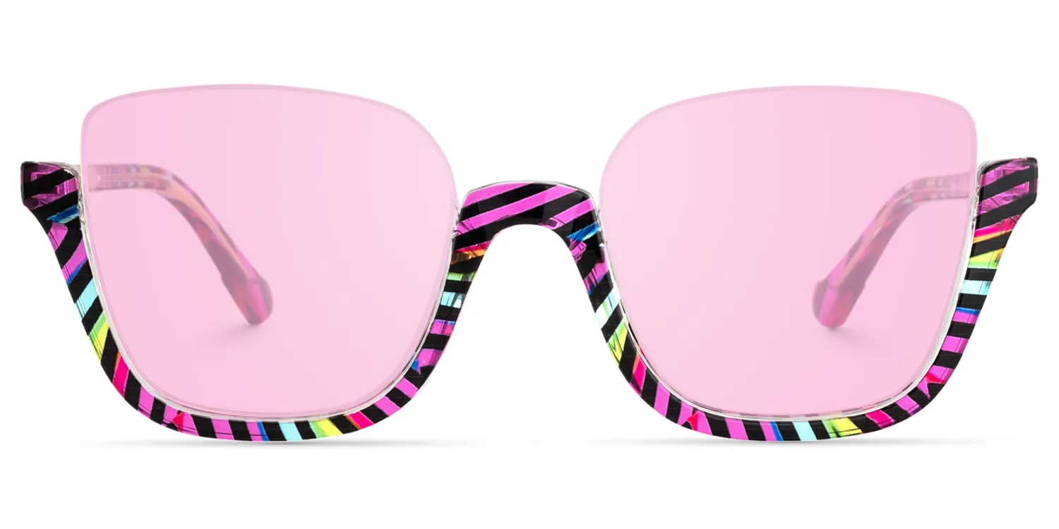 Fariha - Square Multicolor Sunglasses sold by Vooglam