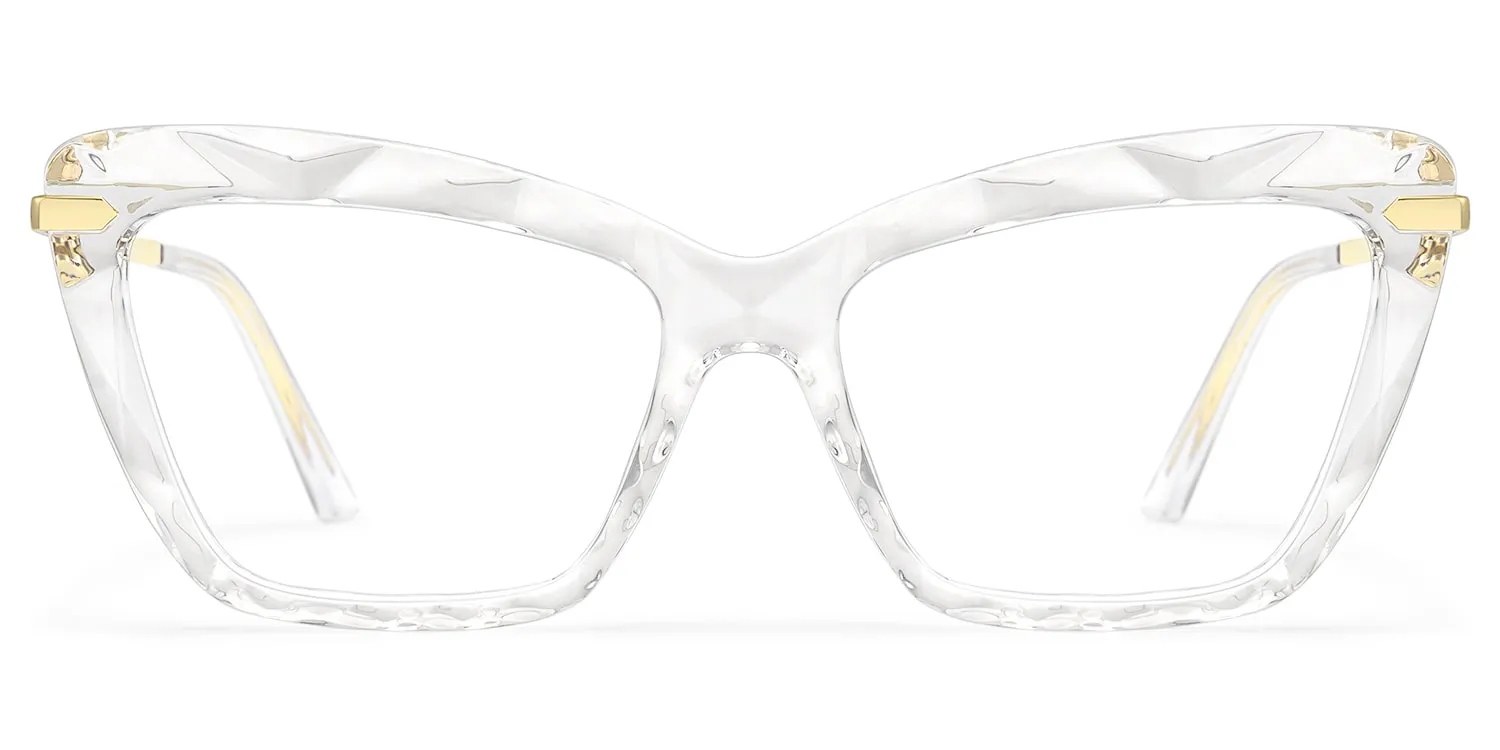 Annie - Clear Rectangle Crystal Frame Eyeglasses sold by Vooglam