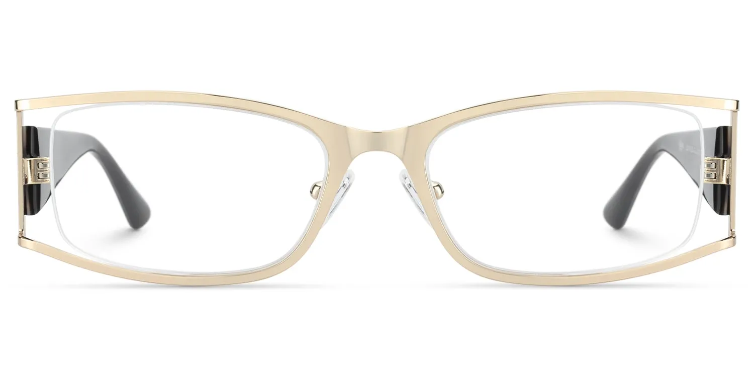 Elle - Rectangle Gold Eyeglasses sold by Vooglam