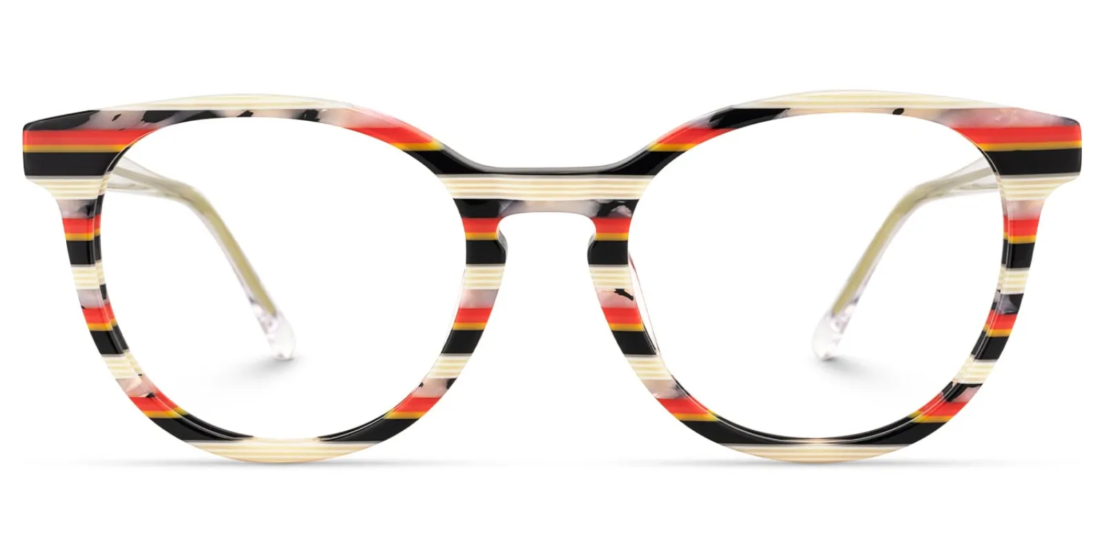 Boban - Round Black/Red Eyeglasses sold by Vooglam