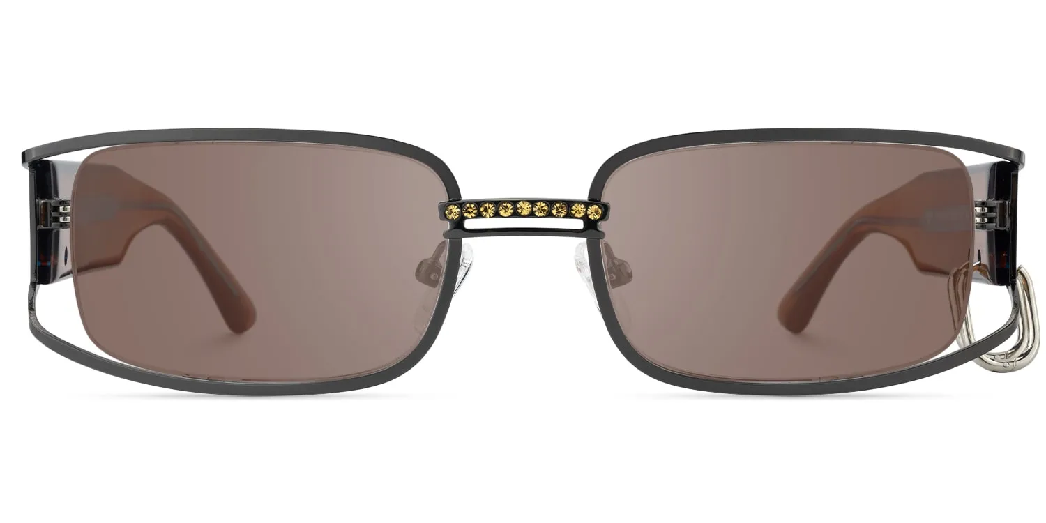 Riff - Rectangle Grey Sunglasses sold by Vooglam