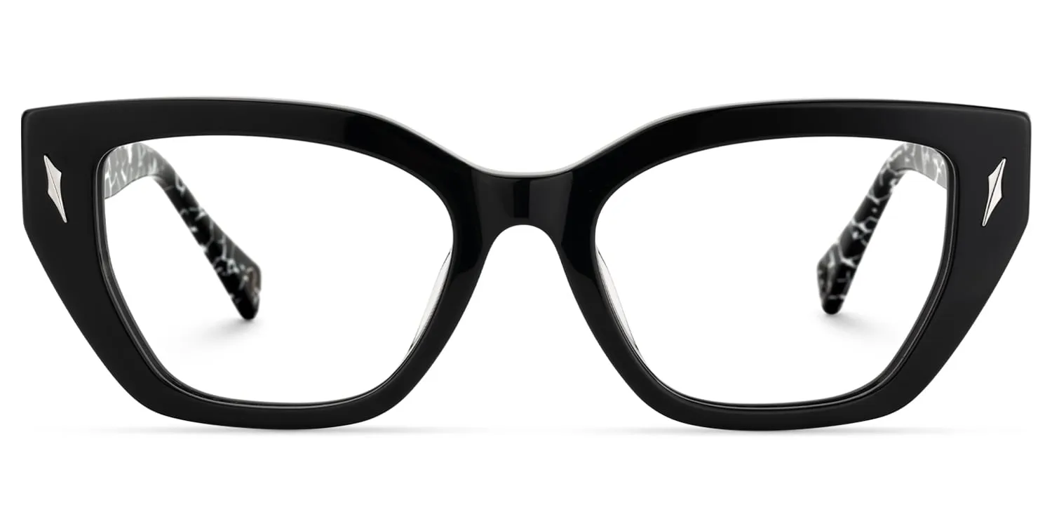 Naiara - Rectangle Black Eyeglasses sold by Vooglam
