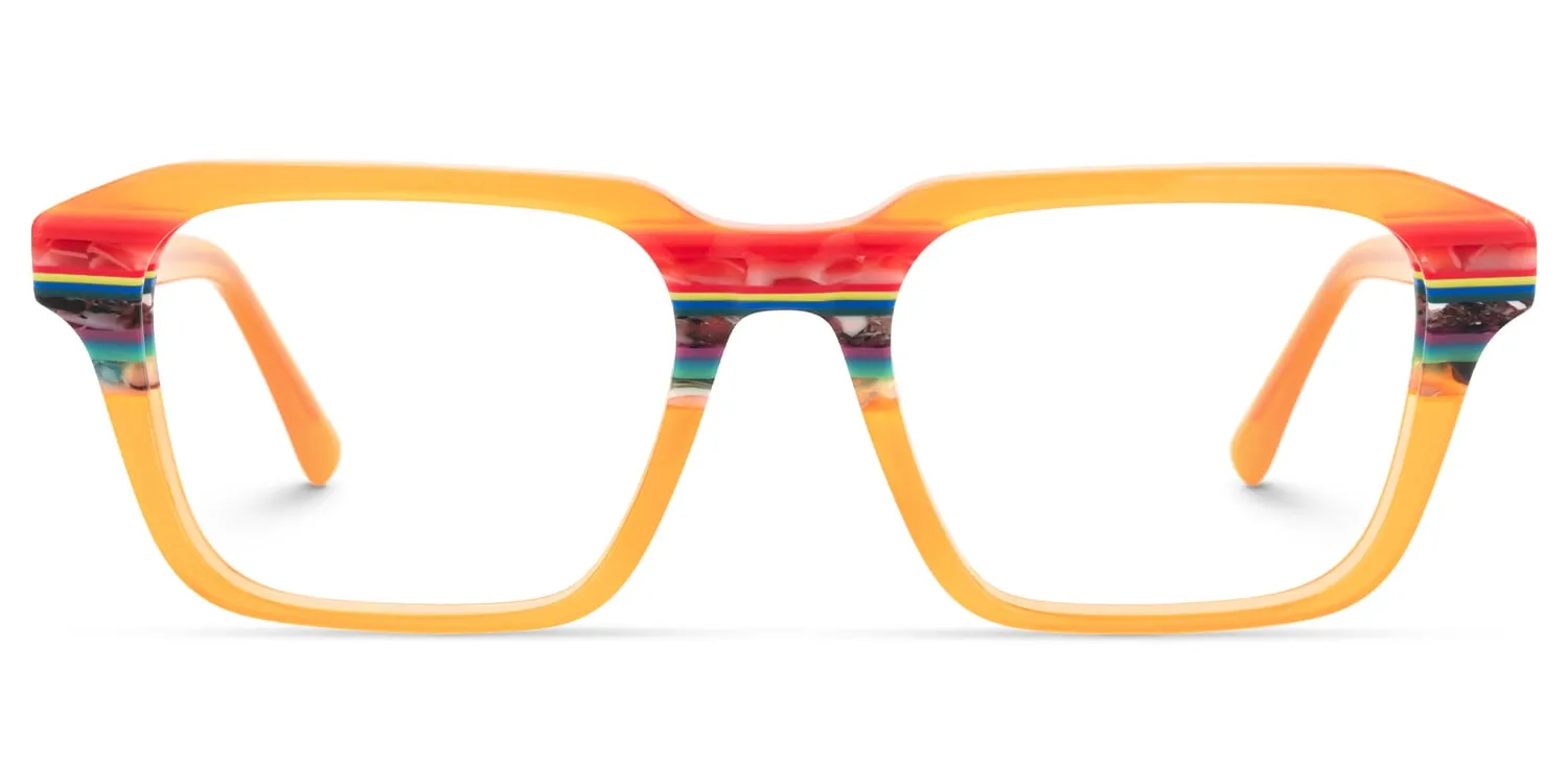 Nanda - Square Orange Eyeglasses sold by Vooglam