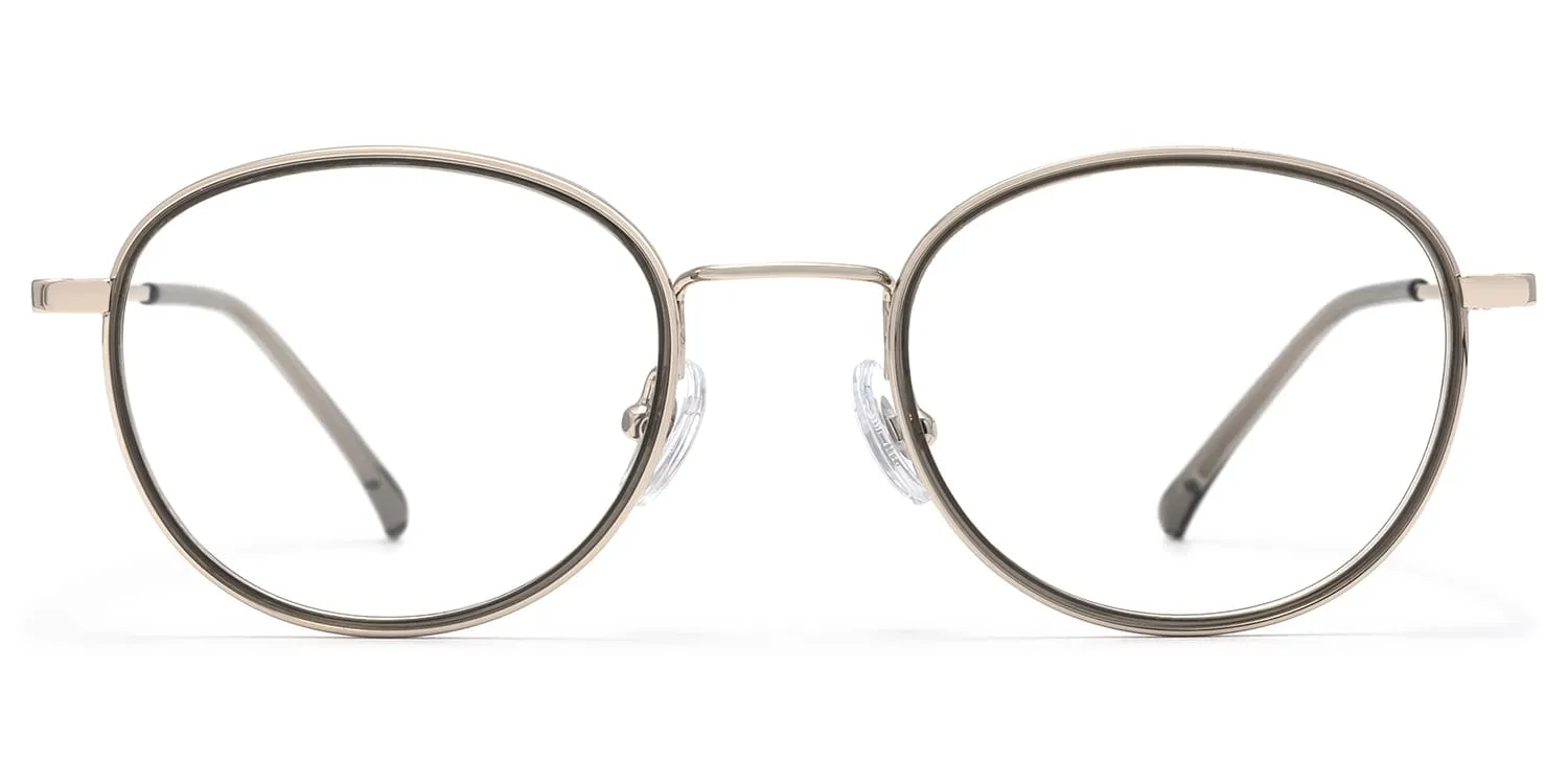 Harlow - Oval Gray Eyeglasses sold by Vooglam