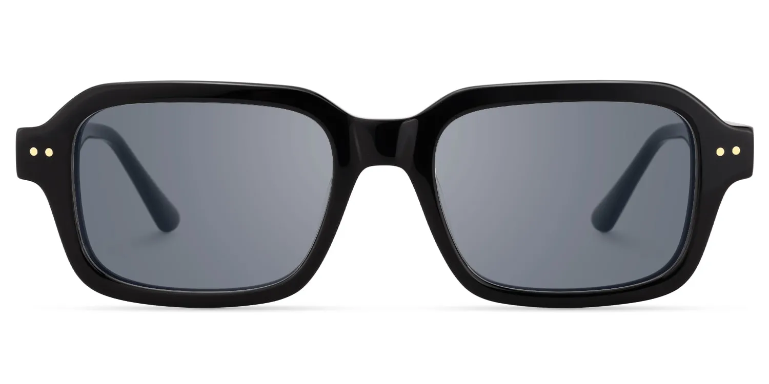Narges - Rectangle Black Sunglasses sold by Vooglam