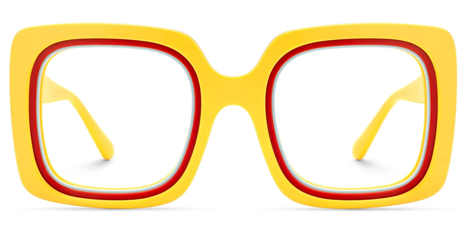 Esadowa - Square Yellow Eyeglasses sold by Vooglam