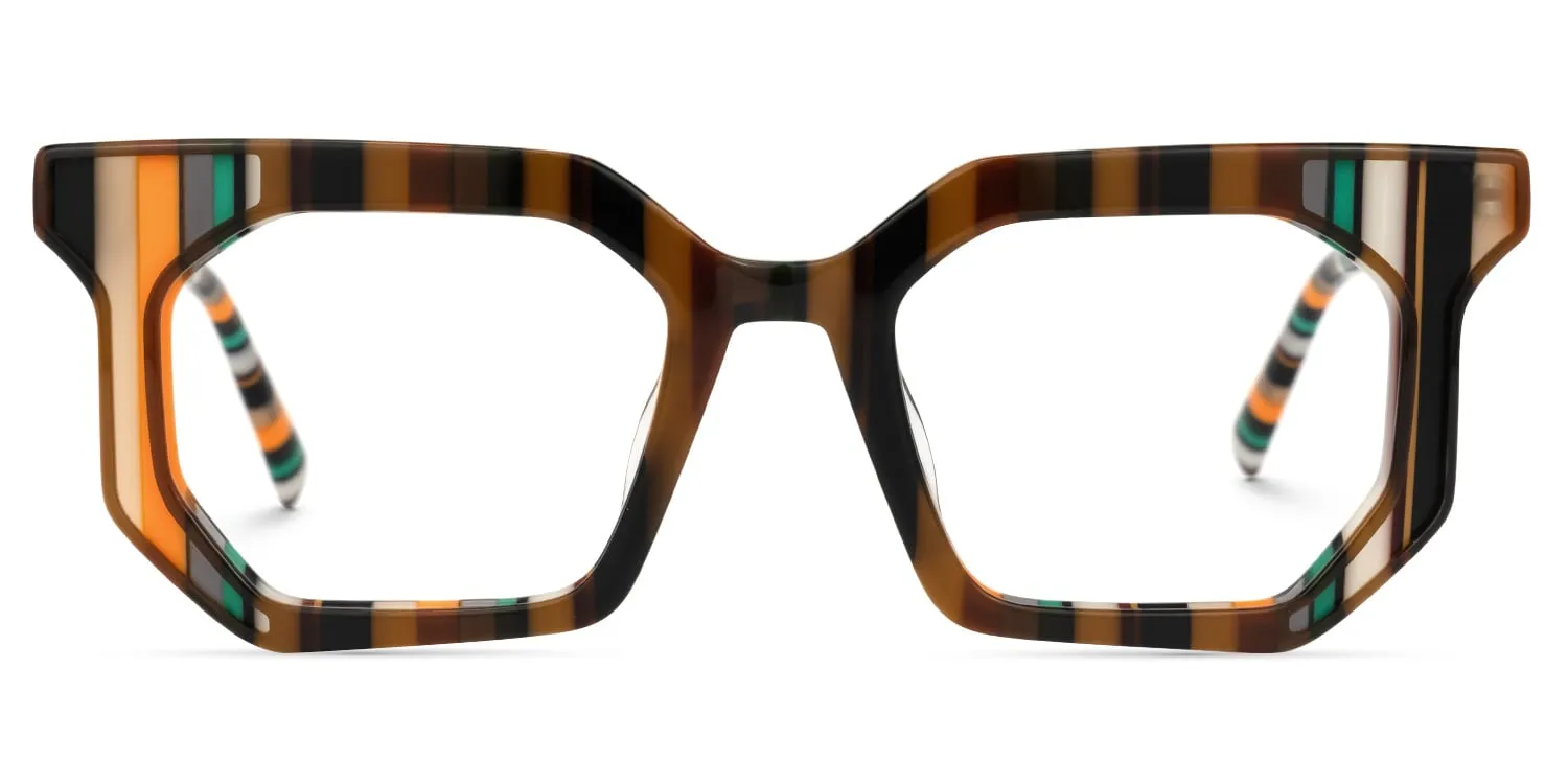 Abetzi - Rectangle Brown Eyeglasses sold by Vooglam