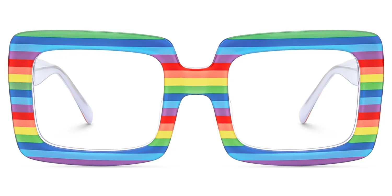 Jackie - Rectangle Multicolor Eyeglasses sold by Vooglam