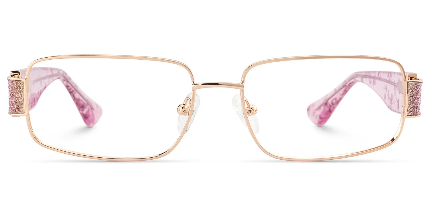 Alexandra - Rectangle Pink Eyeglasses sold by Vooglam