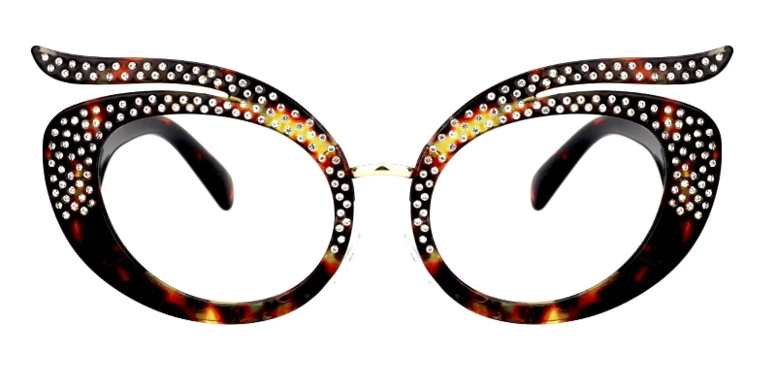 Christine - Bold Tortoise Shell Glasses with Rhinestone sold by Vooglam