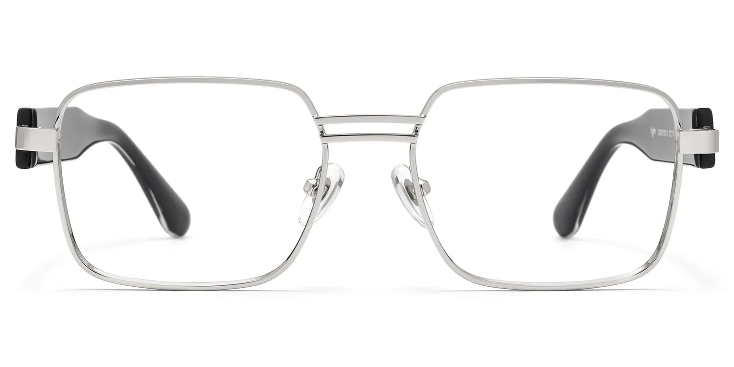 Ubuntu - Rectangle Silver Eyeglasses sold by Vooglam