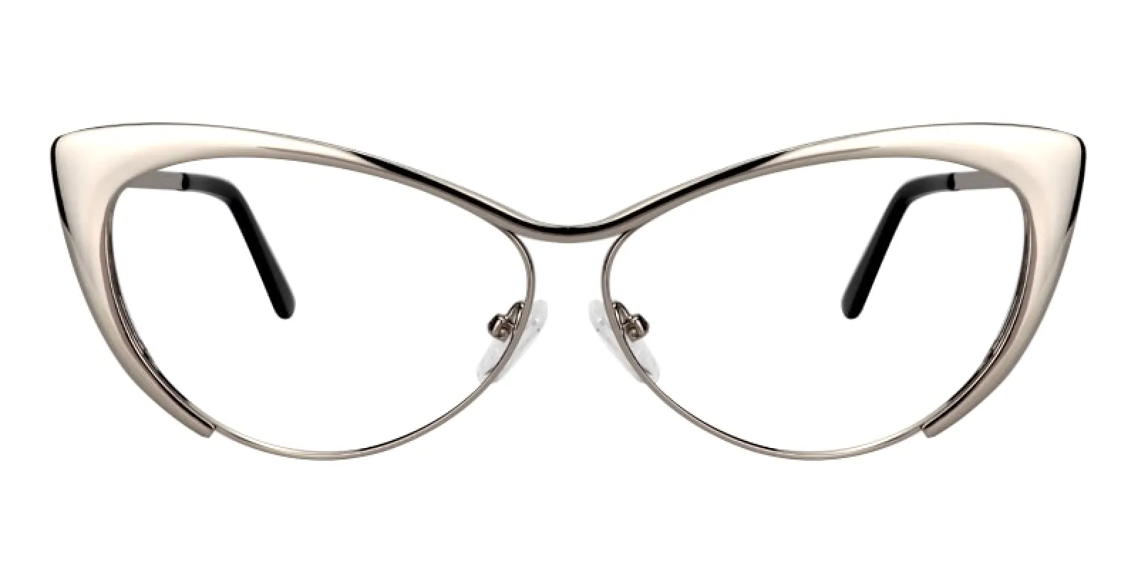 Annabelle - Sleek Silver Cat Eye Glasses sold by Vooglam