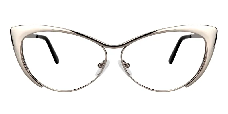 Annabelle - Sleek Silver Cat Eye Glasses sold by Vooglam product image thumbnail 2