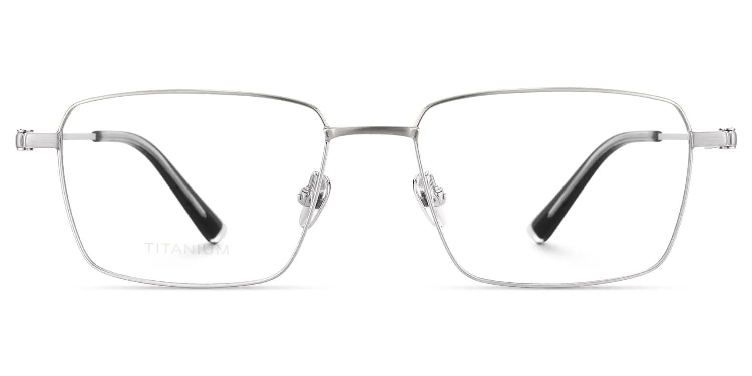 Slate - Rectangle Silver Eyeglasses sold by Vooglam