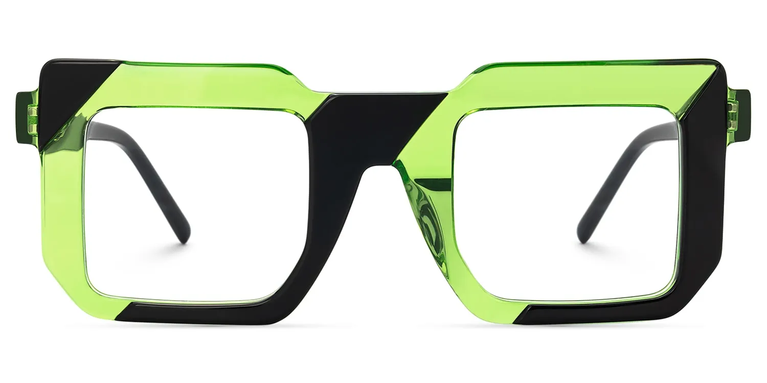 Madhav - Square Green/Black Eyeglasses sold by Vooglam