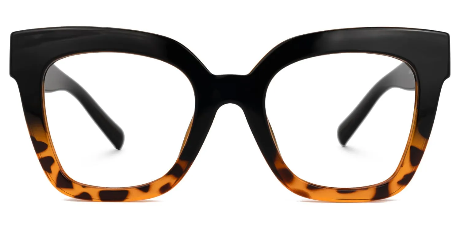 Naila - Bold Black & Tortoise Square Eyeglasses sold by Vooglam
