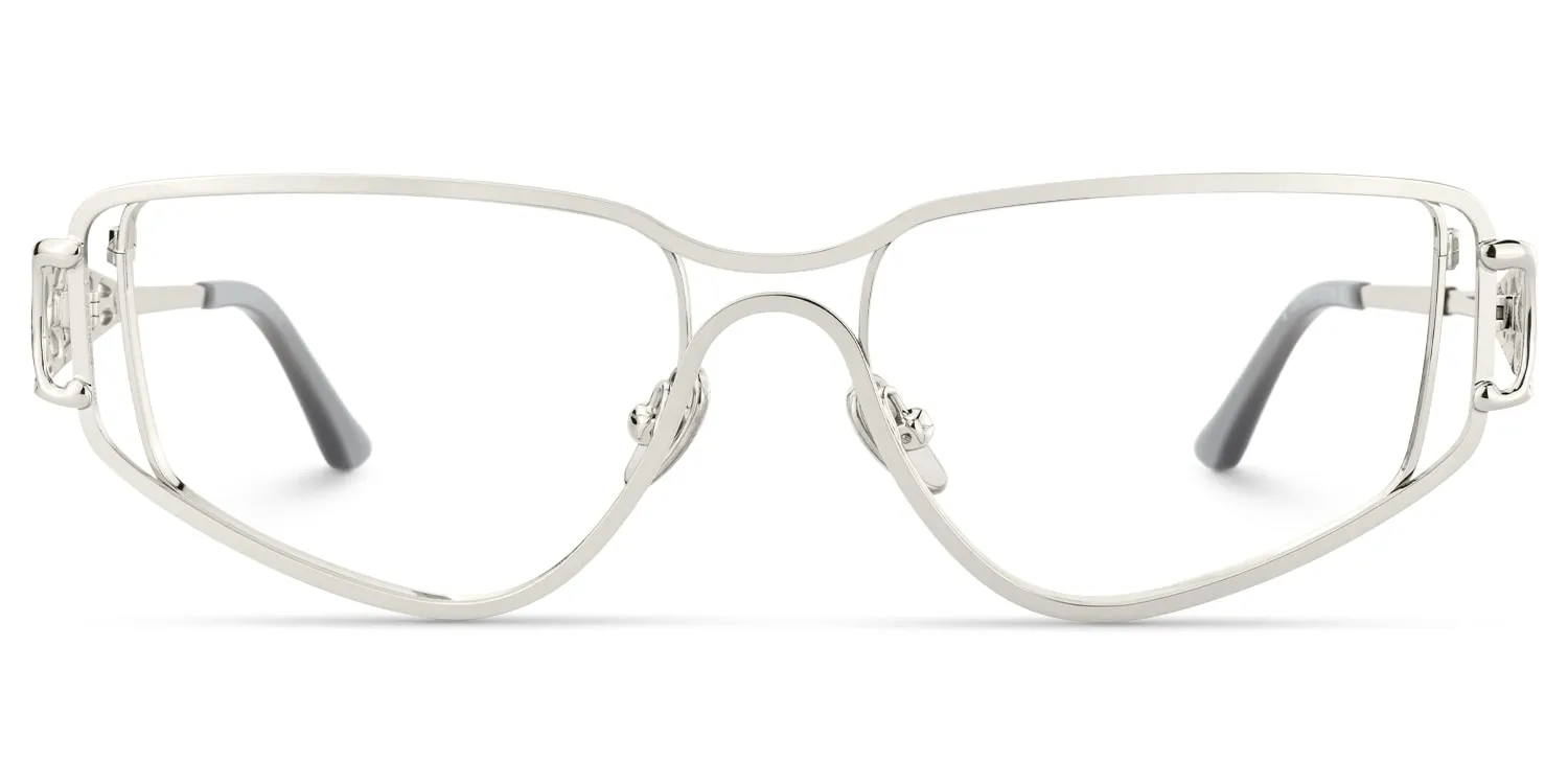 Sakina - Geometric Silver Eyeglasses sold by Vooglam