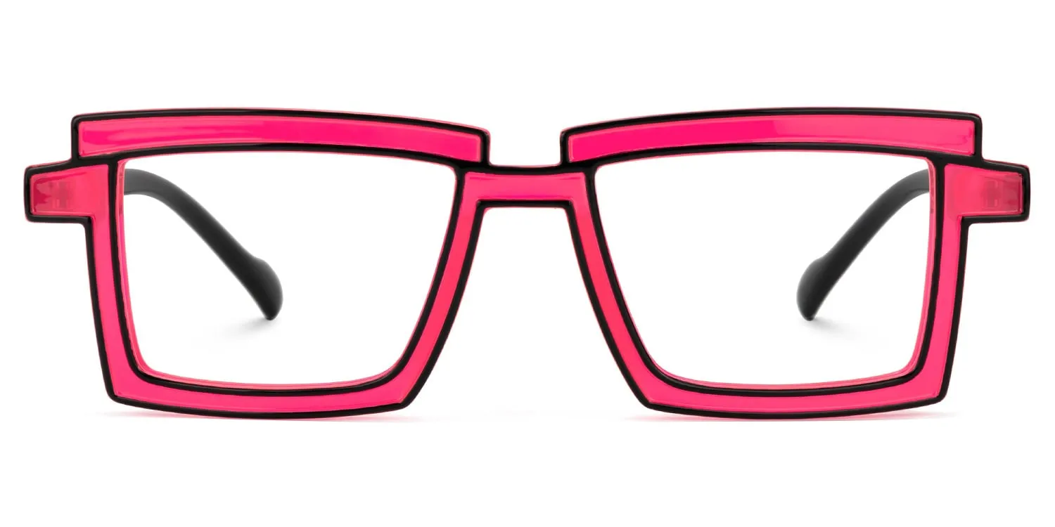 Joselyn - Cyberpunk Rectangle Black/Pink Frame Glasses sold by Vooglam product image thumbnail 2
