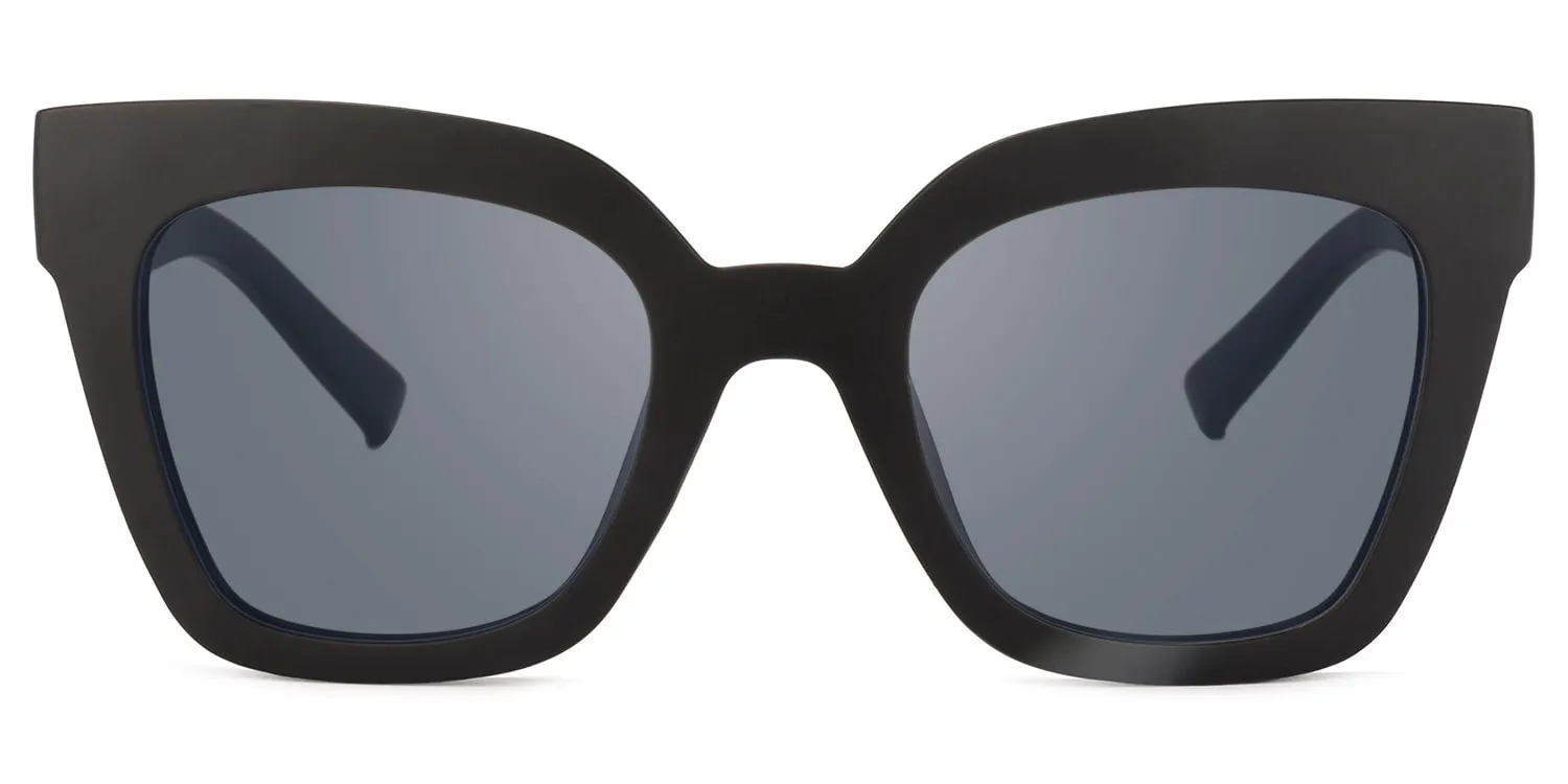 Naila - Square Black Sunglasses sold by Vooglam