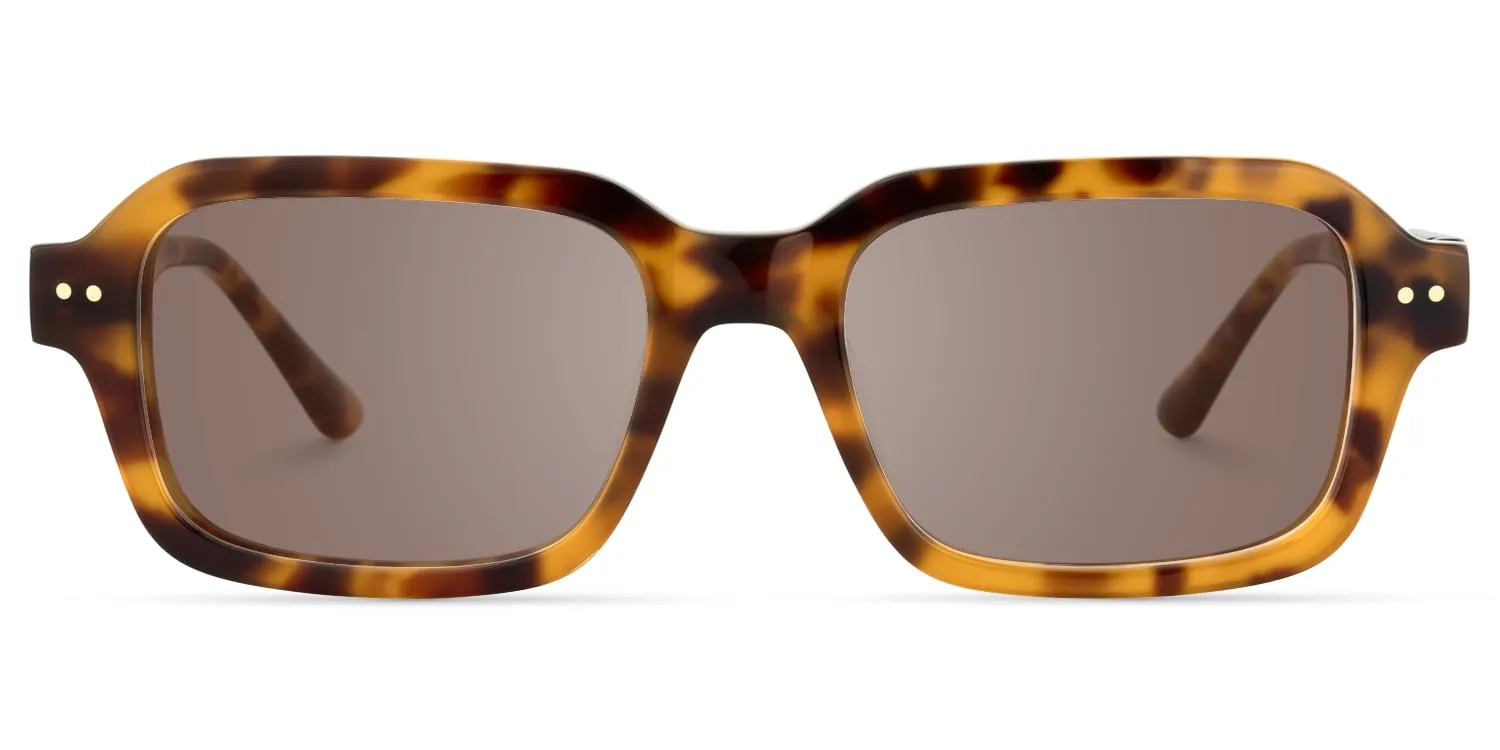 Narges - Rectangle Tortoise Sunglasses sold by Vooglam