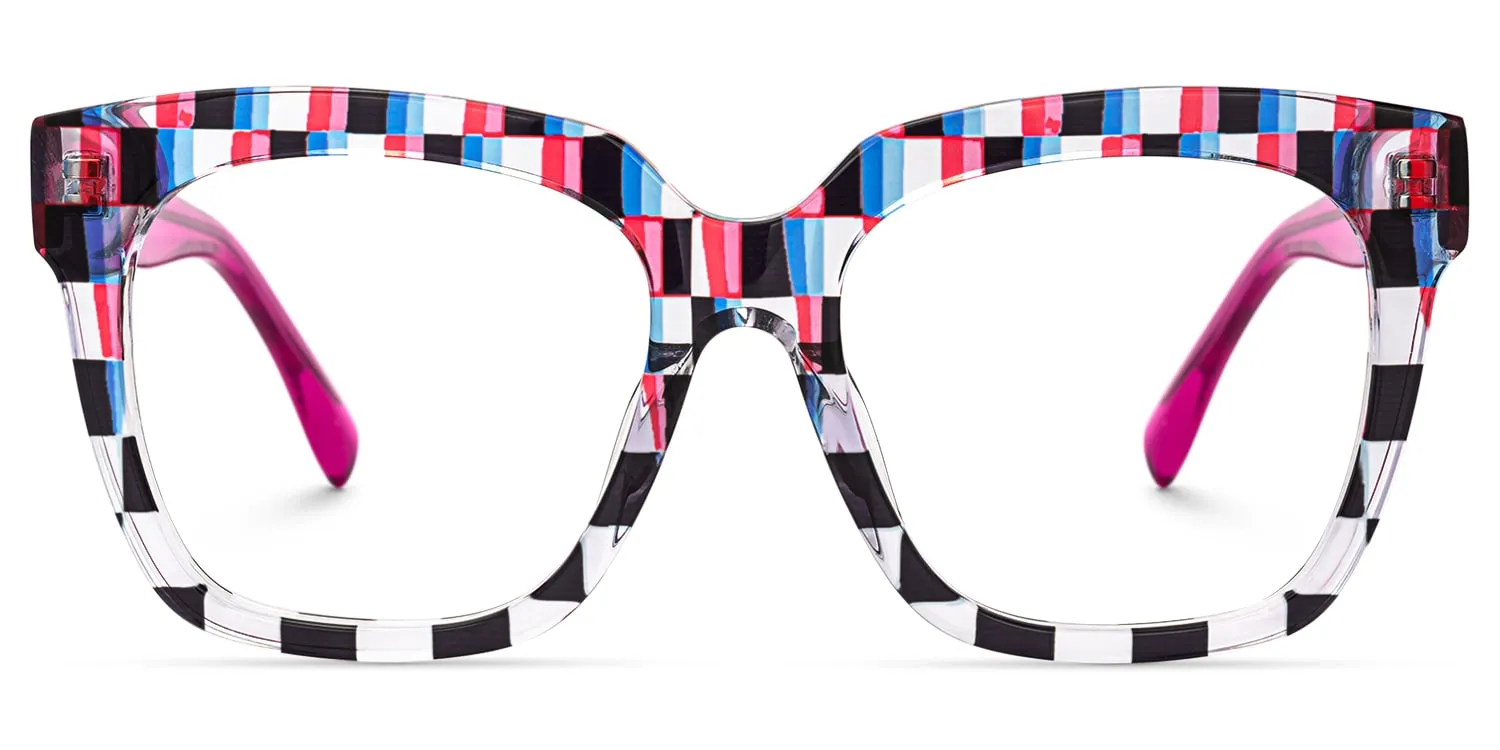 Martha - Square Blue/Red Eyeglasses sold by Vooglam product image thumbnail 2
