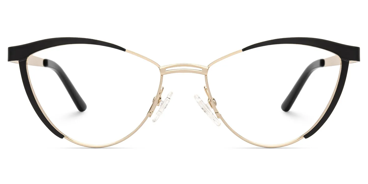 Sydney Black Cat Glasses Frames with Gold Accents sold by Vooglam product image thumbnail 2
