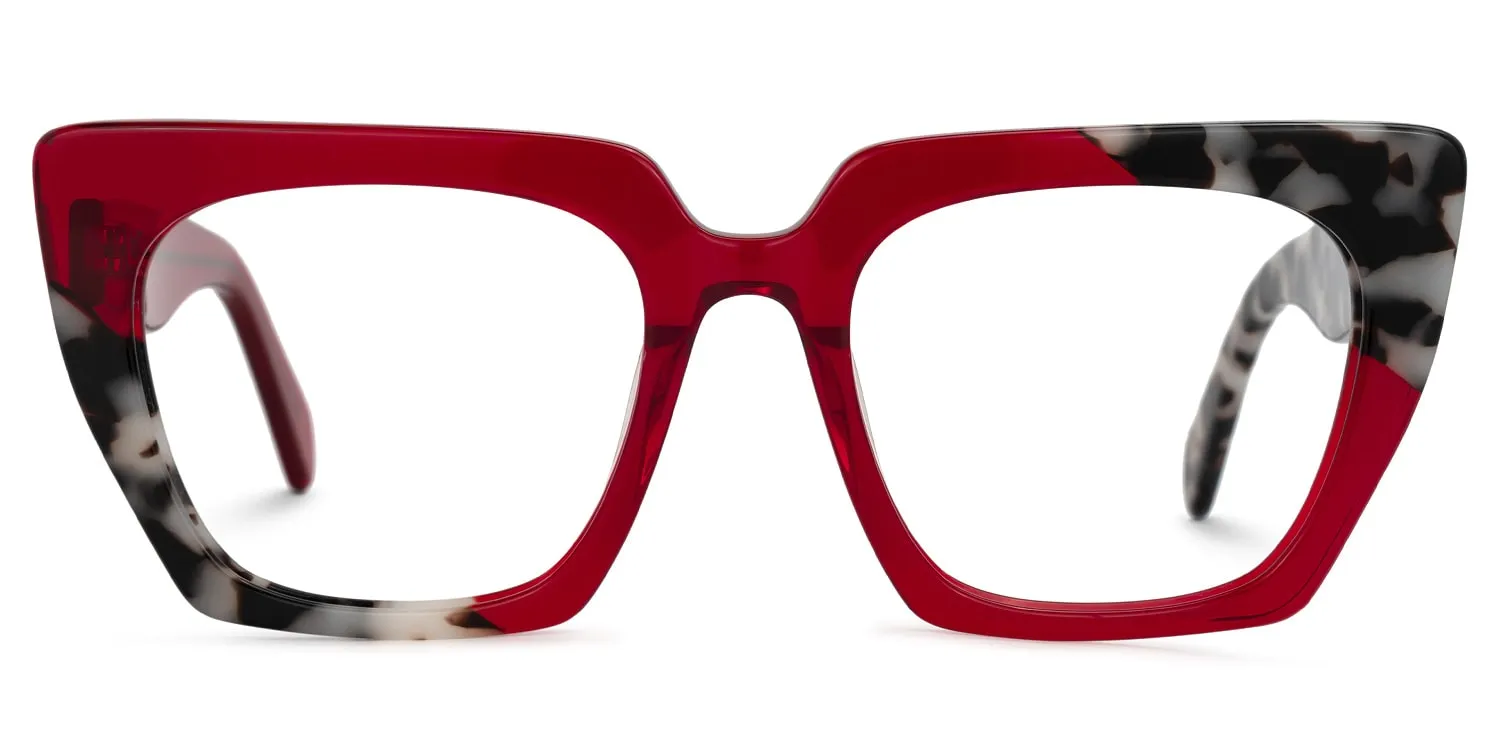Sanna - Retro Red & Tortoise Square Frame Glasses sold by Vooglam