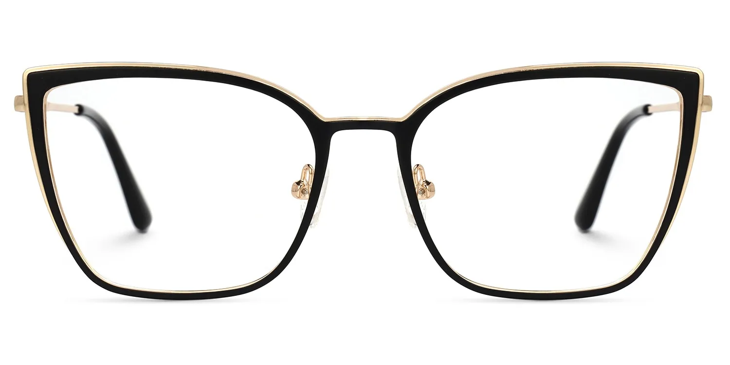 Adeliza - Rectangle Black Eyeglasses sold by Vooglam