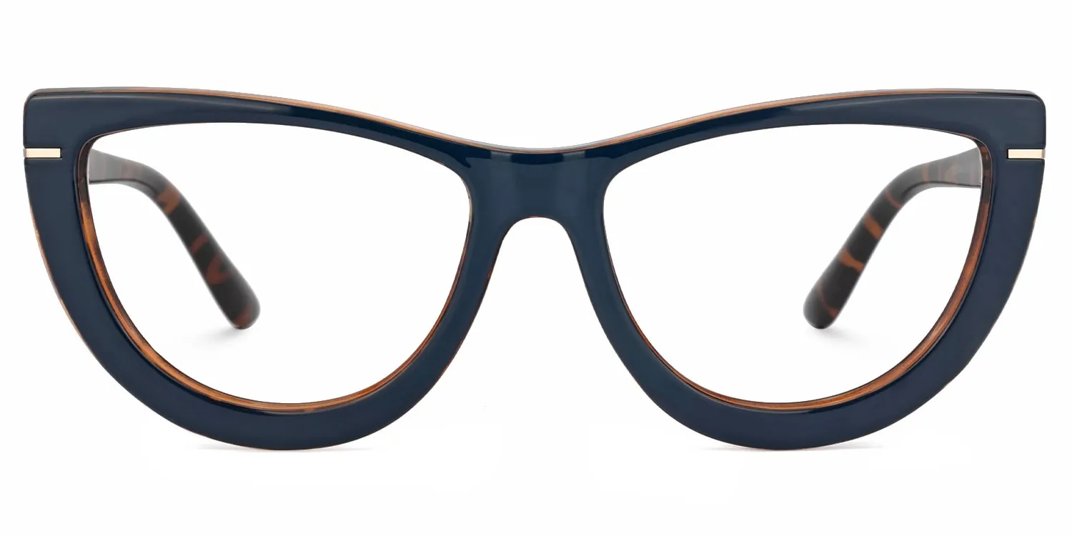 Rhea - Dark Blue Frame Glasses Tortoise Details sold by Vooglam