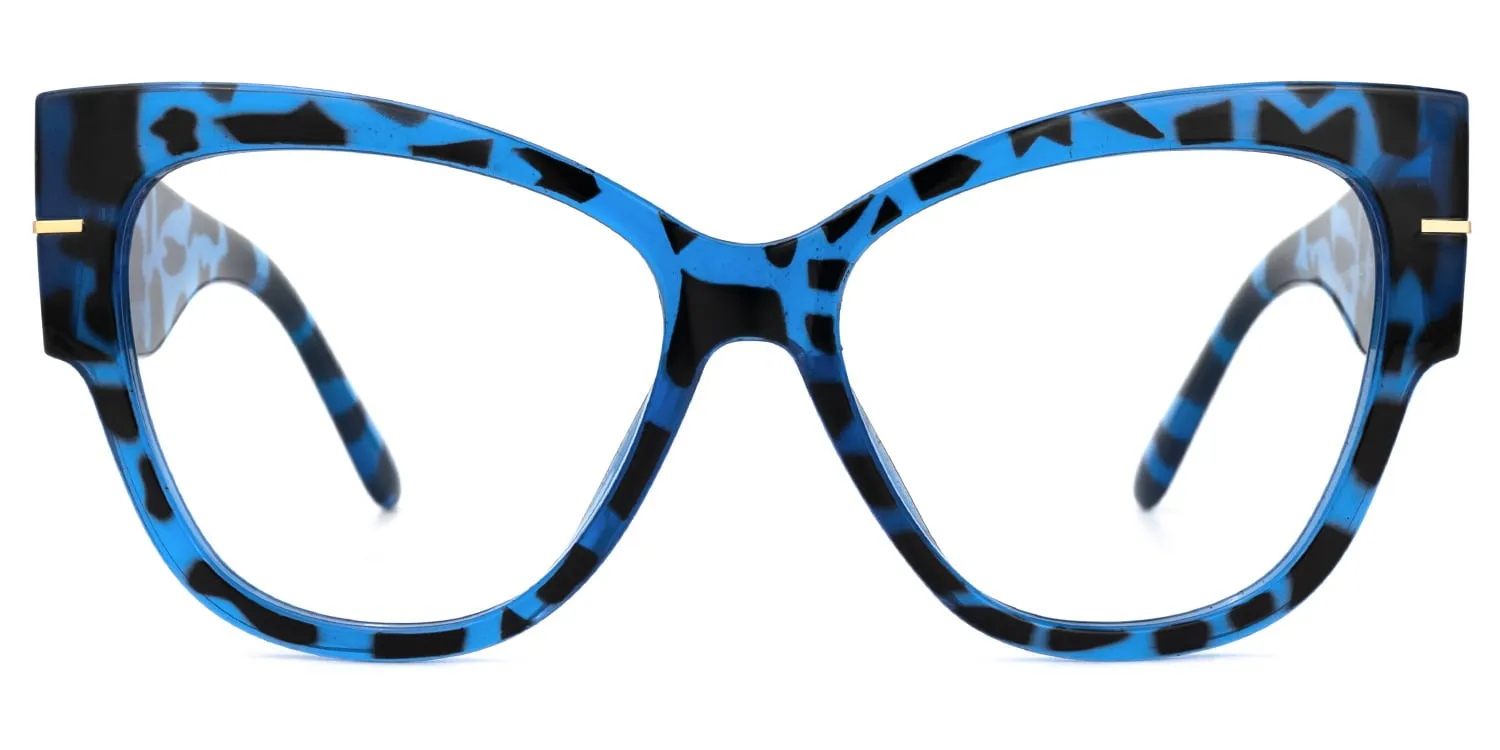 Elektra - Blue Cat Eye Tortoiseshell Glam Eyeglasses sold by Vooglam