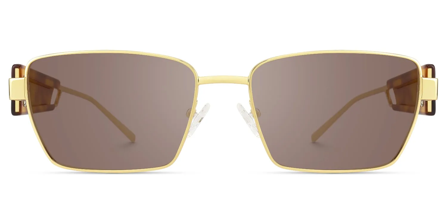 Rogue - Rectangle Gold Sunglasses sold by Vooglam