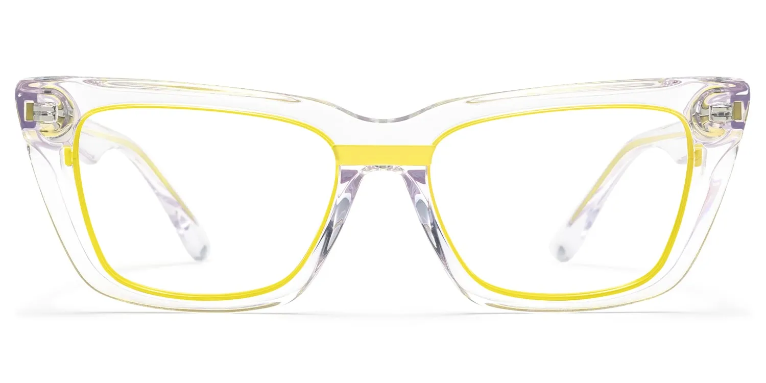 Axiom - Rectangle Yellow Eyeglasses sold by Vooglam
