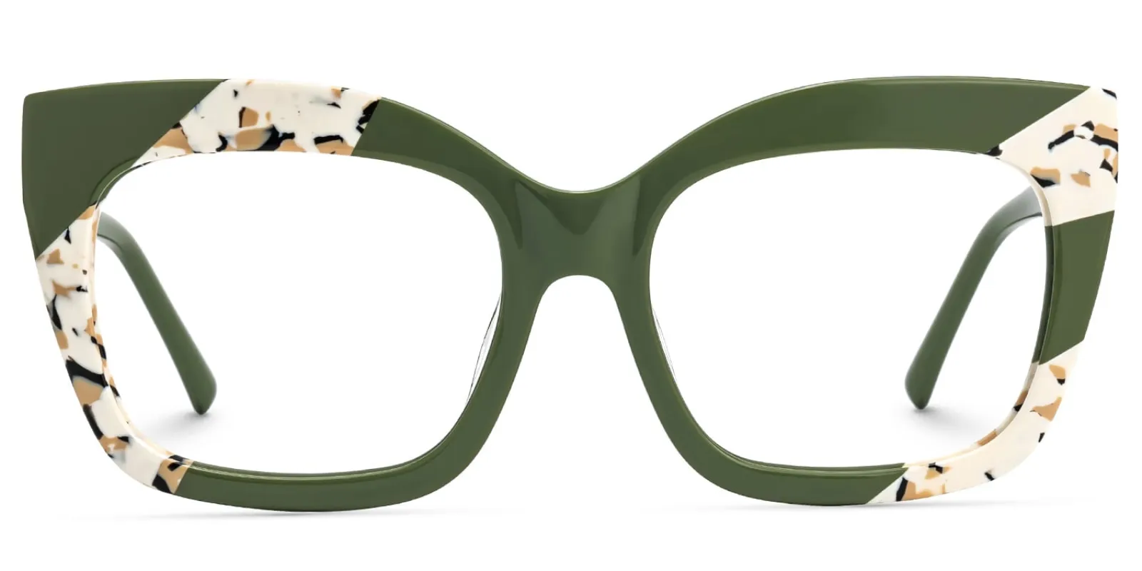 Terrie - Square Dark/Green Eyeglasses sold by Vooglam