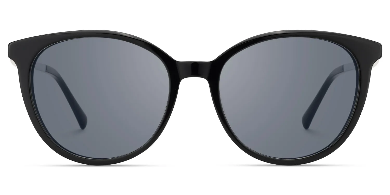 Pearl - Round Black Sunglasses sold by Vooglam