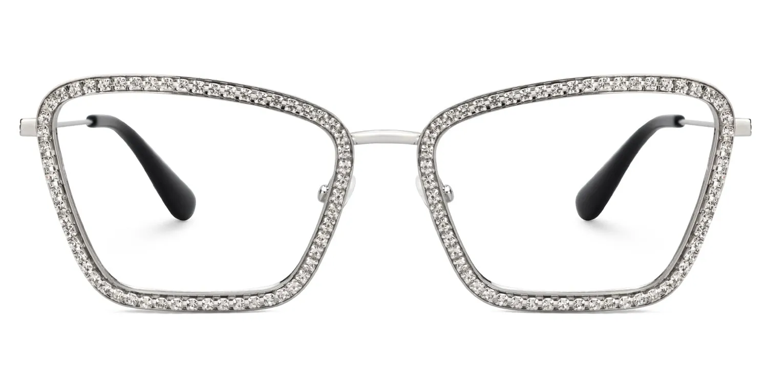 Feodora - Rectangle Silver Eyeglasses sold by Vooglam