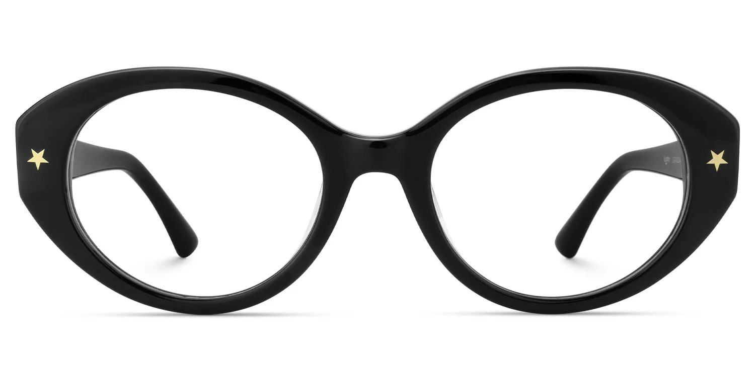 Starlust - Oval Black Eyeglasses sold by Vooglam
