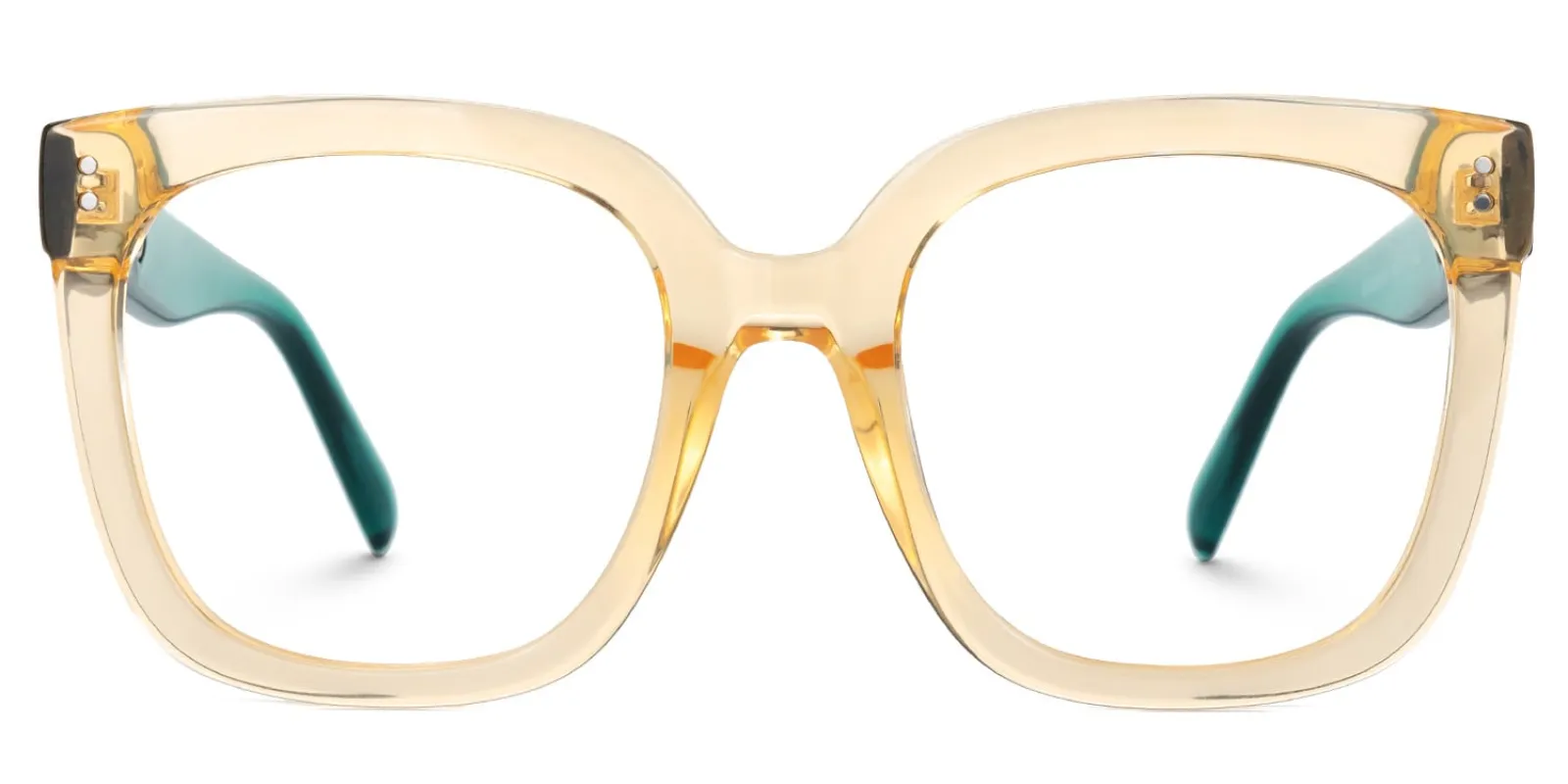 Ellema - Square Champagne Eyeglasses sold by Vooglam