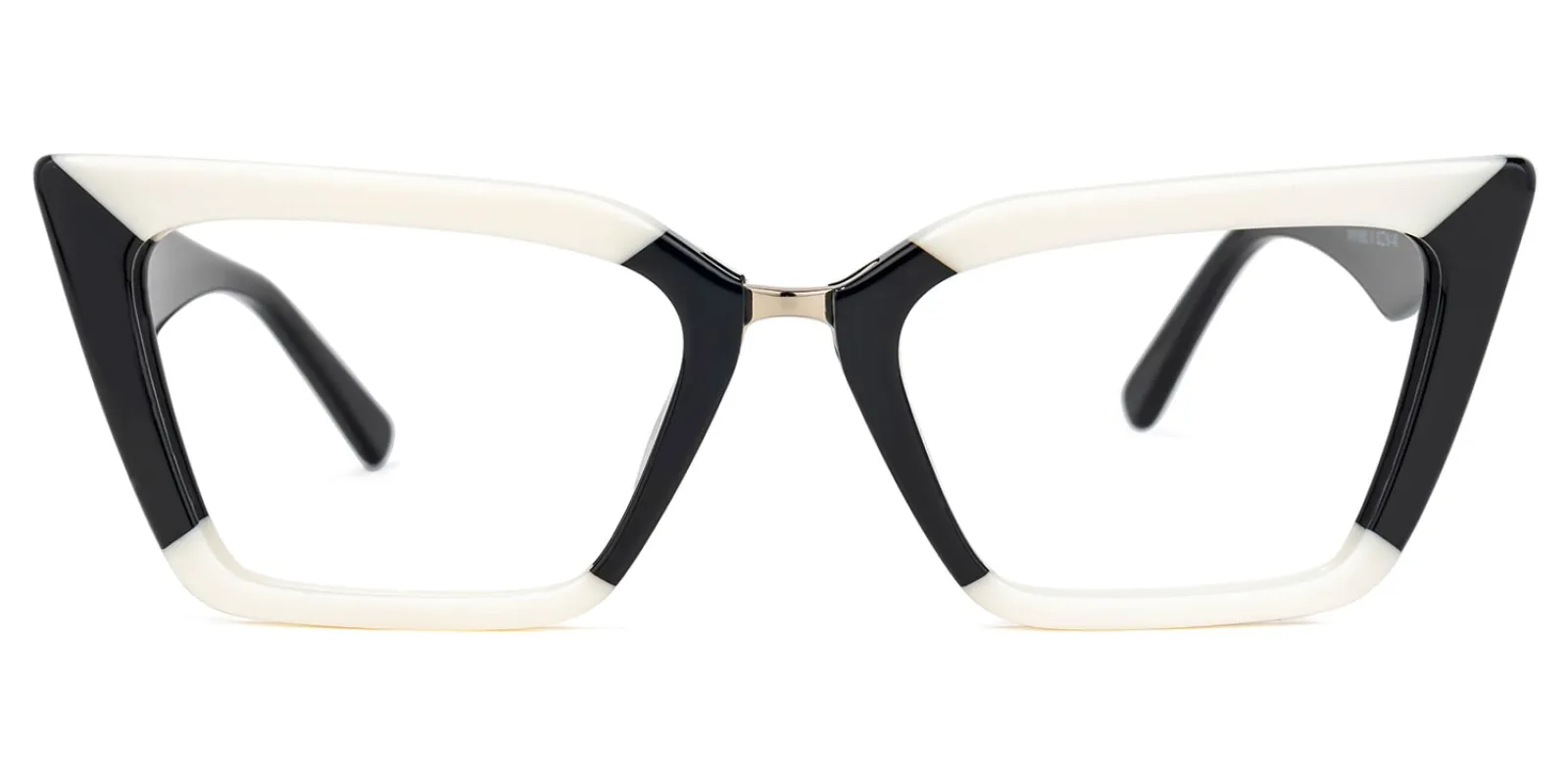 Petrie - Retro Bold Black & White Cat-Eye Glasses sold by Vooglam