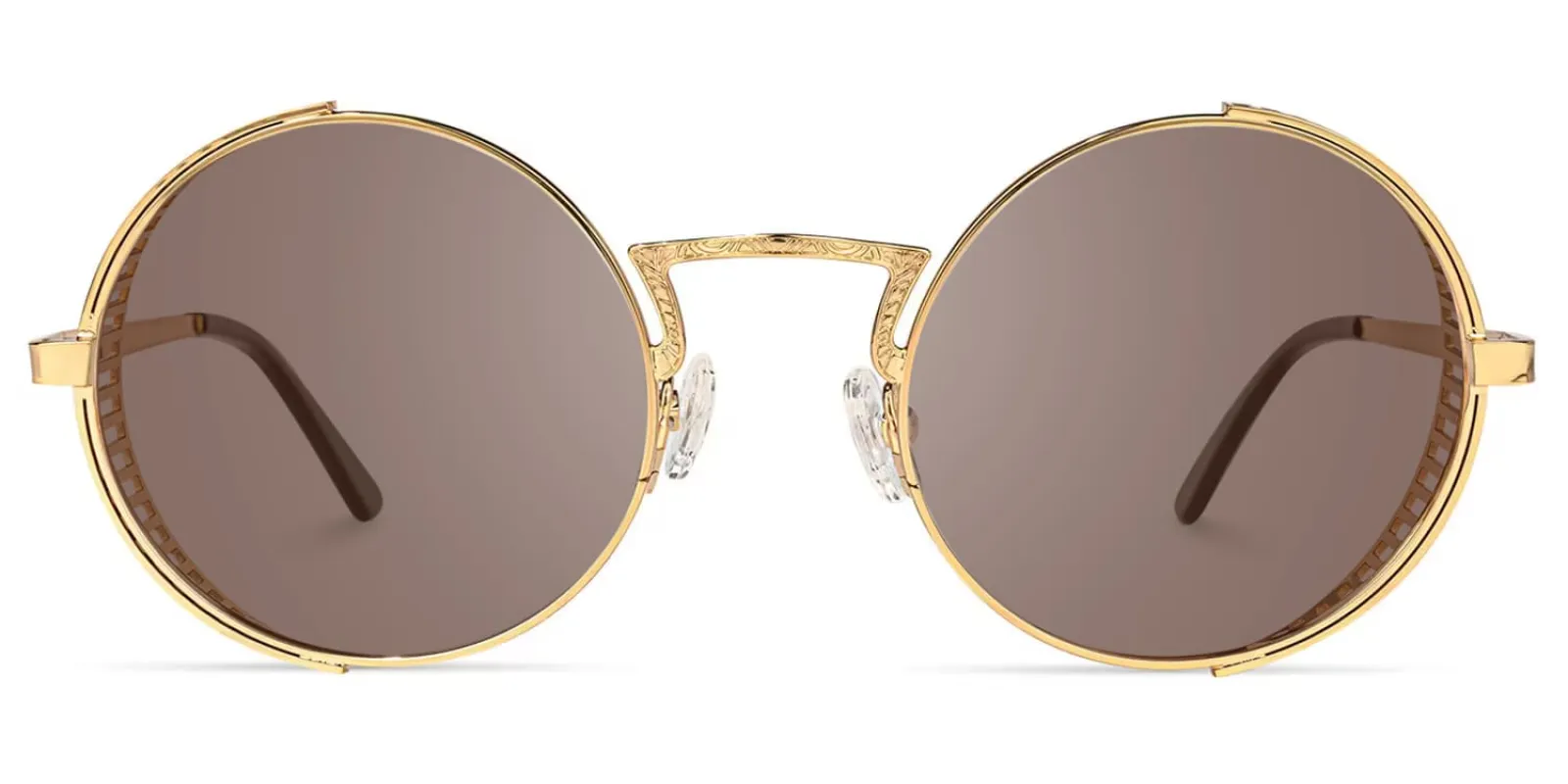 Rojas - Vintage-inspired Gold Round Sunglasses sold by Vooglam