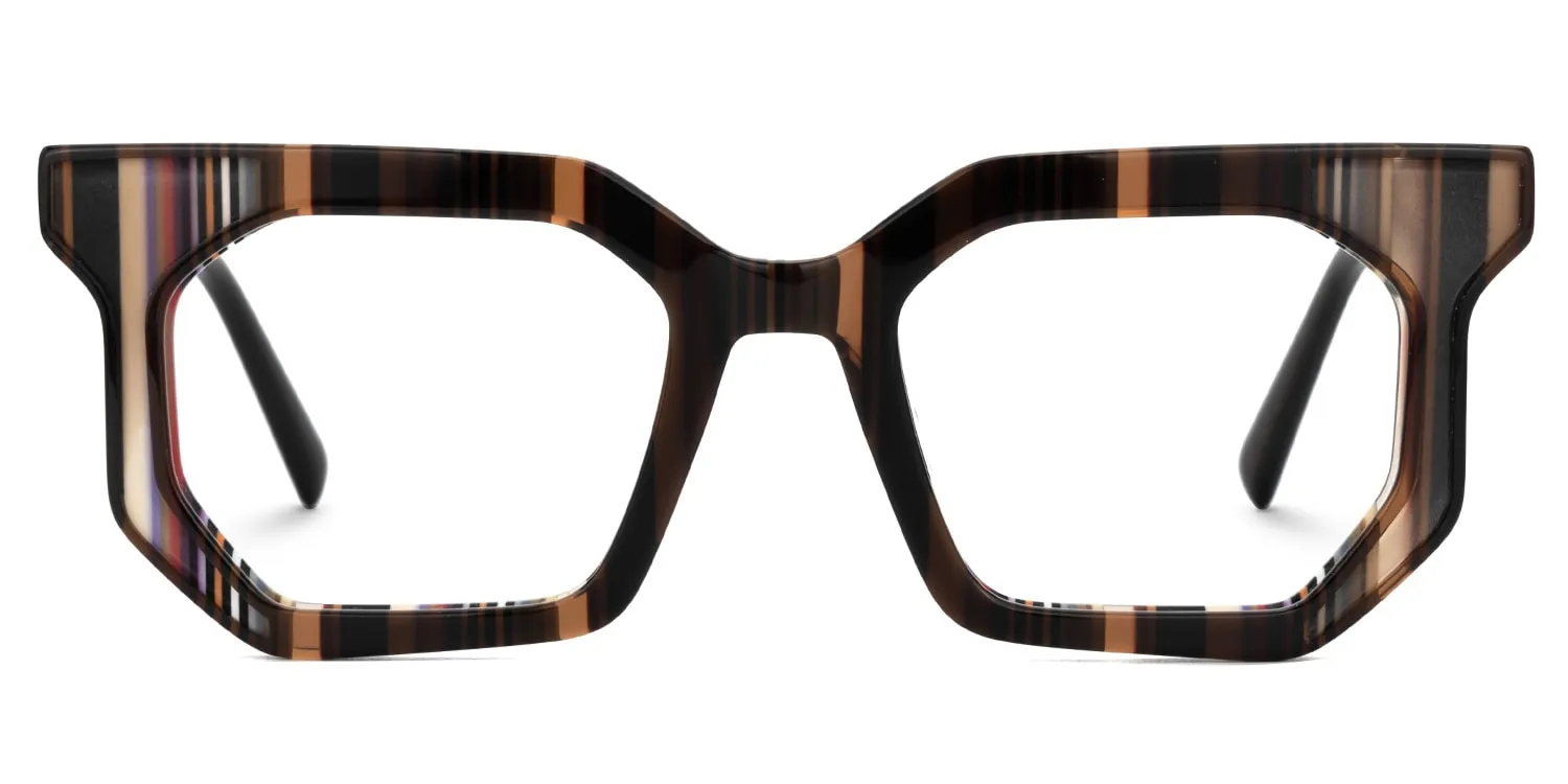 Abetzi - Rectangle Brown/Pattern Eyeglasses sold by Vooglam